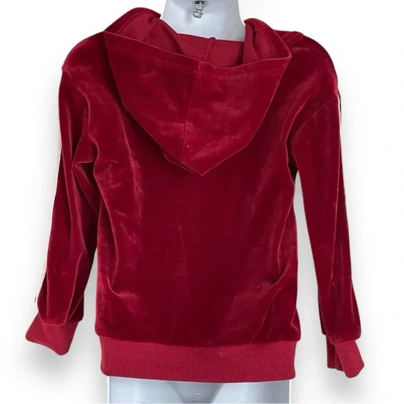 Kid’s Tales Red Velvet Hooded Pullover Sweatshirt w/ Stripe Detail, Size 120(5T) - Picture 4 of 5